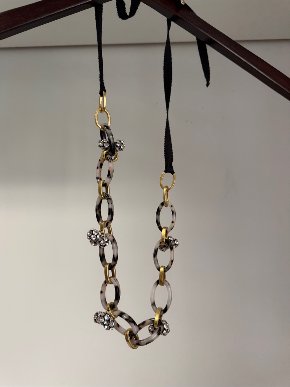 J. Crew Crystal Accent Tortoiseshell-Link Necklace - Black & Gold